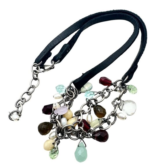 Silpada Sterling Silver Oxidized Glass Beads & Pearl Black Suede Necklace N1263 - Picture 1 of 3
